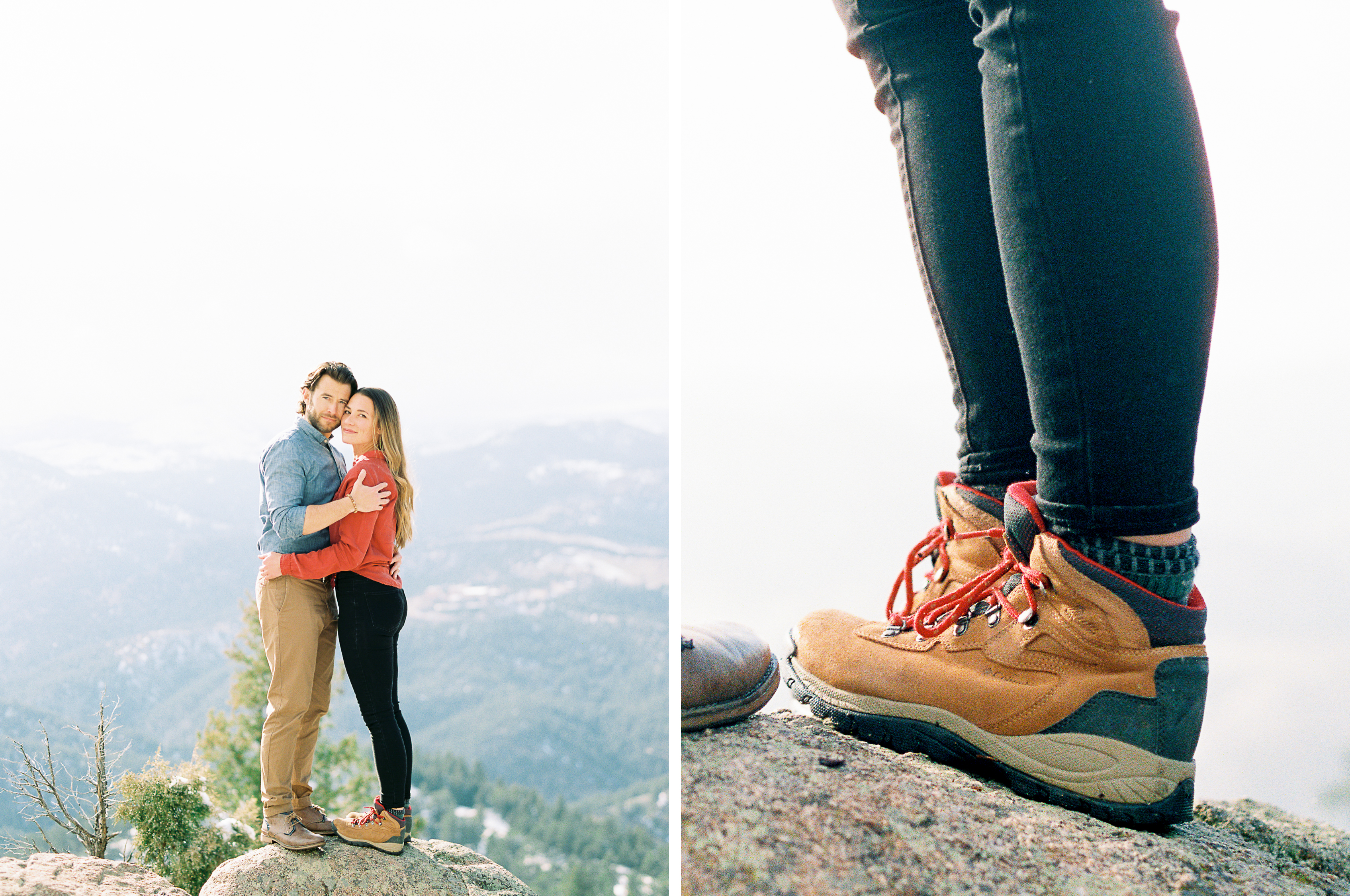 hiking boots and couple smiling
