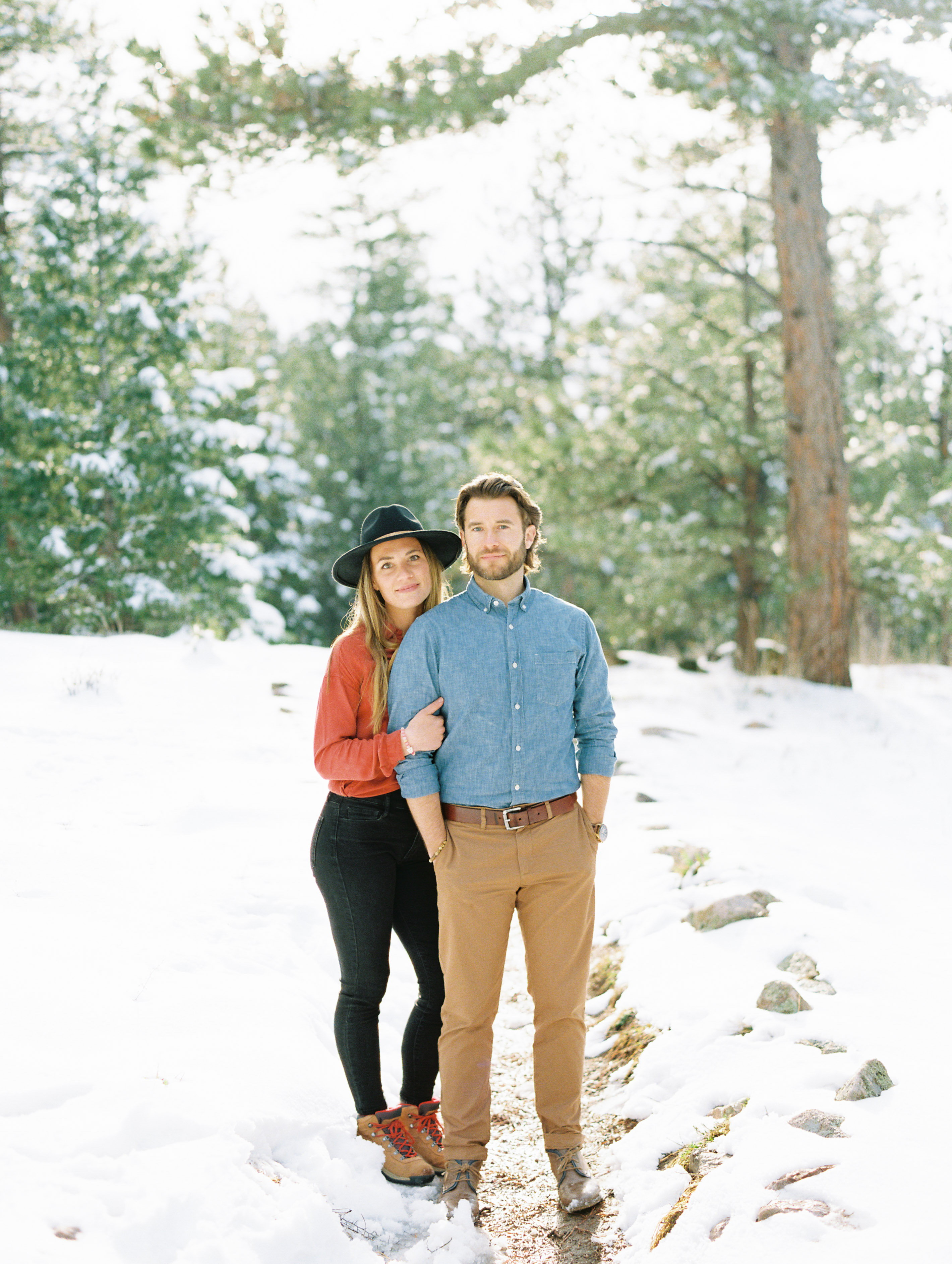 couple standing in snow together