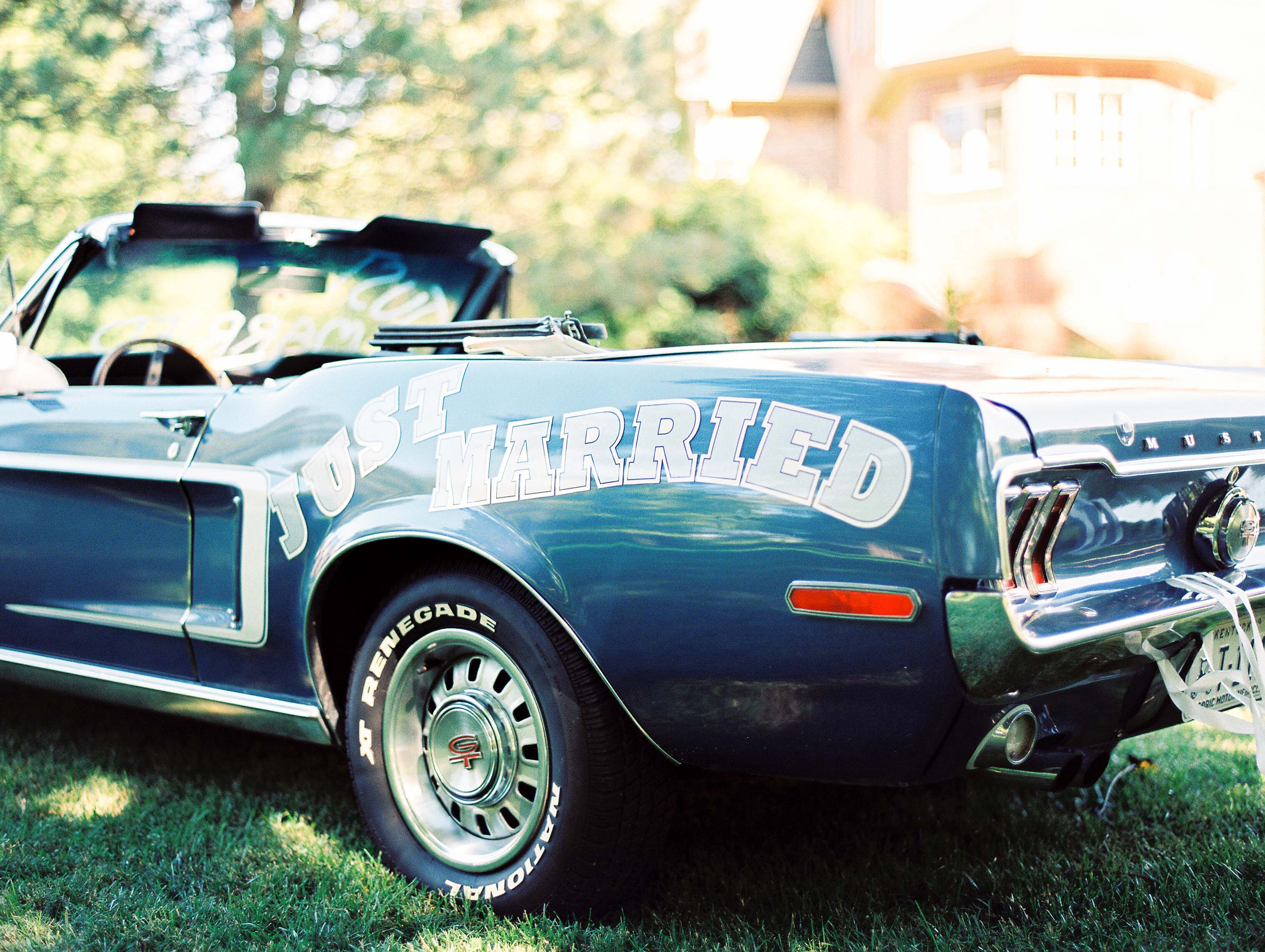 Mustang with Just Married Sign
