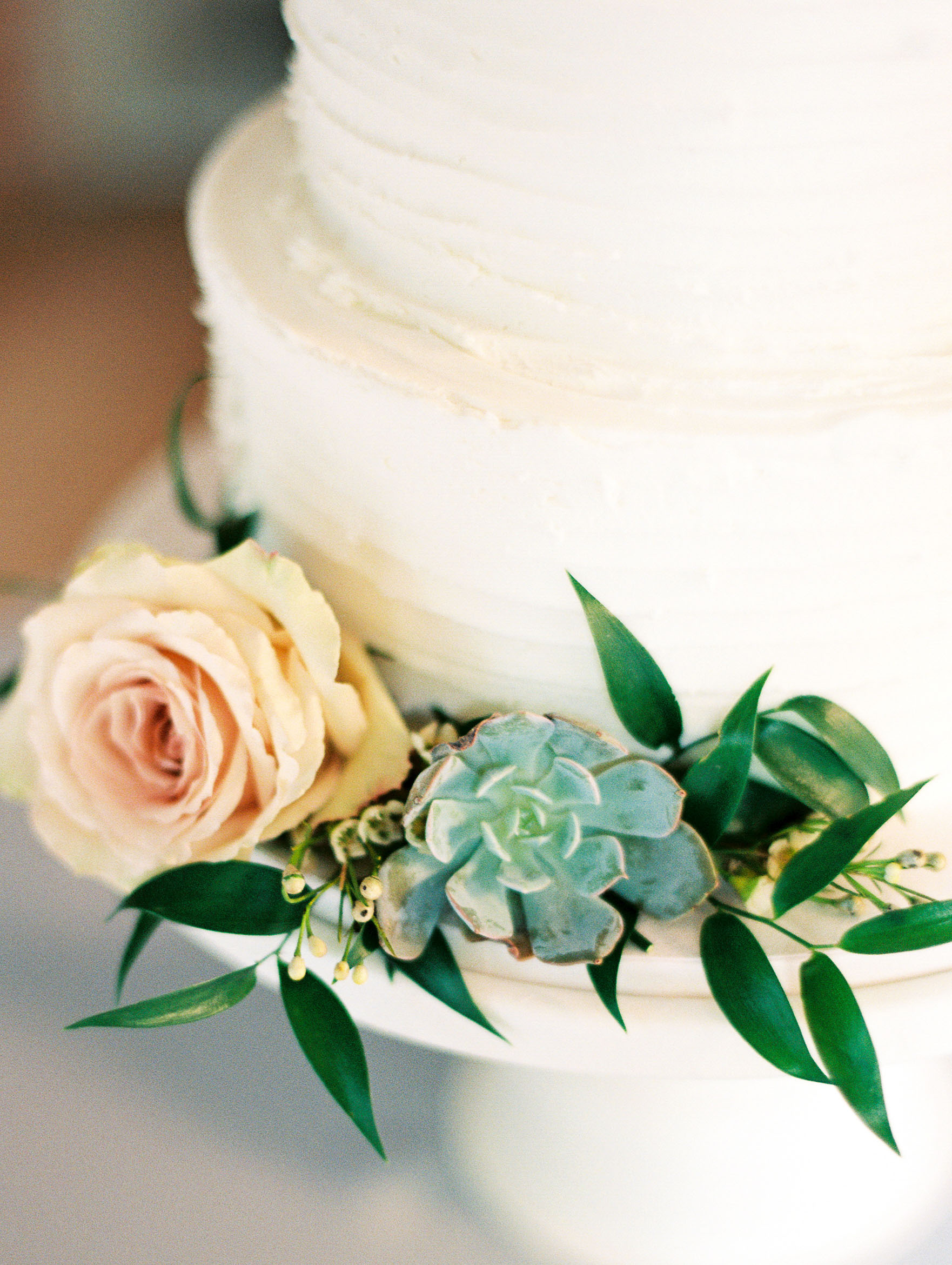 Wedding Cake with Succulent Details
